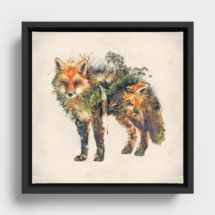 The Fox Nature Surrealism Framed Canvas