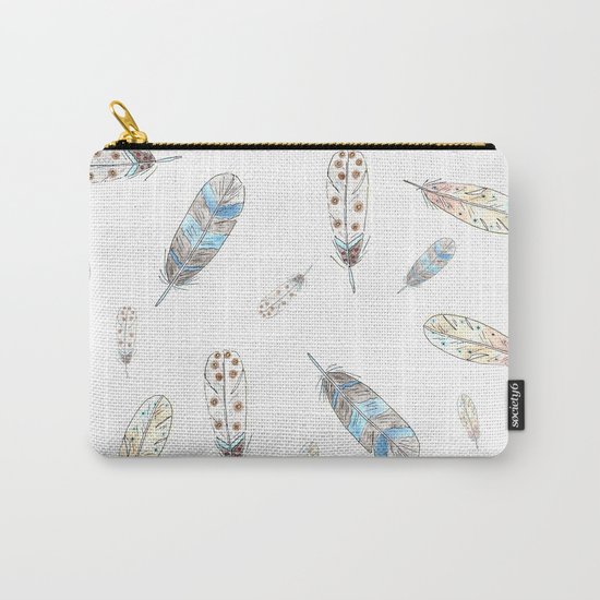 Watercolor feathers print Carry-All Pouch