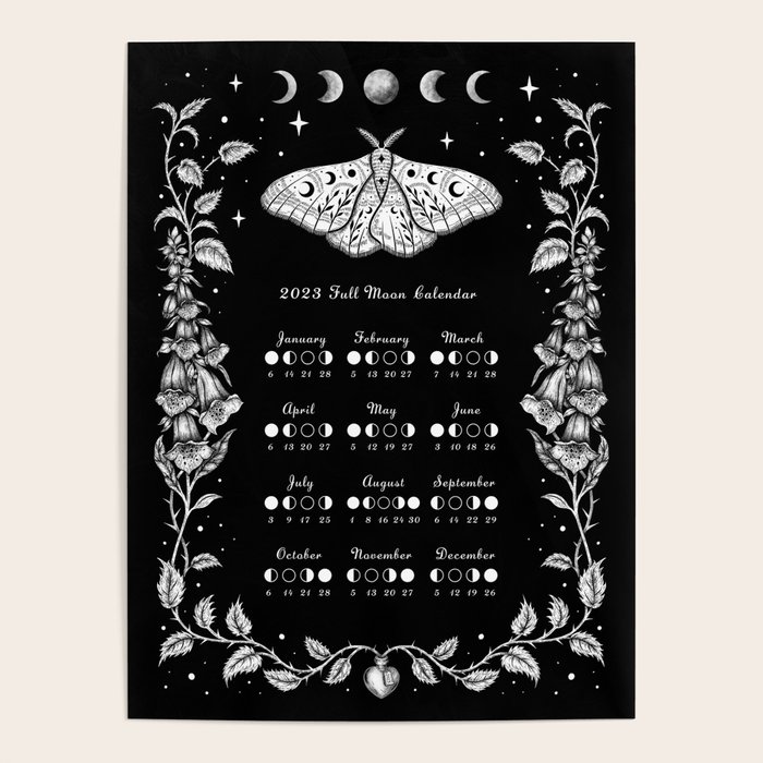 2023 Full Moon Calendar - Witchy Garden Poster by episodic drawing |  Society6