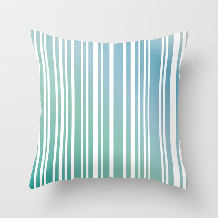 Chalky Pale ocean green stripes Throw Pillow