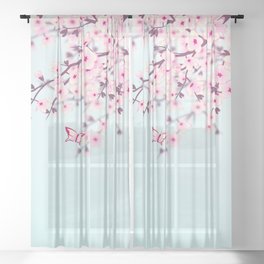 Cherry Blossom Landscape Sheer Curtain