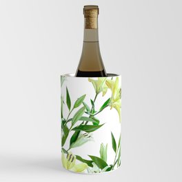 white and yellow Lily Flowers pattern Wine Chiller