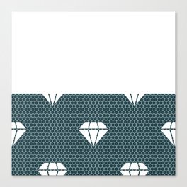 White Diamond Lace Horizontal Split on Dark Green Canvas Print