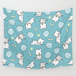 Hungry Westie Puppy Wall Tapestry
