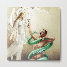 1908 Swiss Absinthe Aperitif Green Fairy Anti-Absinthe Referendum Advertising Vintage Poster Metal Print