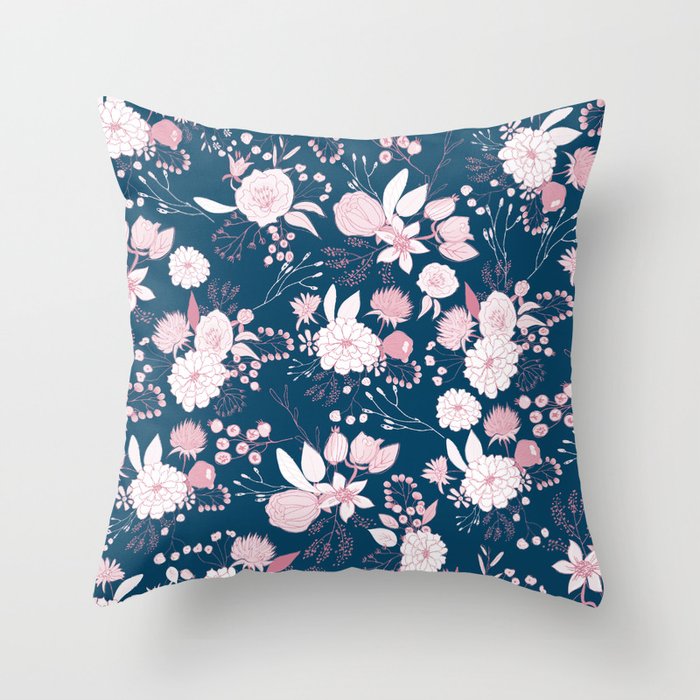 navy floral pillows