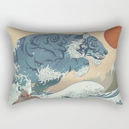 Ukiyo-e Tiger in the Waves Rectangular Pillow