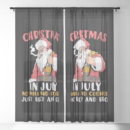 Funny Christmas In July Santa Sheer Curtain
