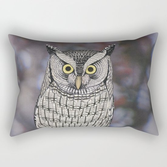 eastern screech owl on a branch Rectangular Pillow