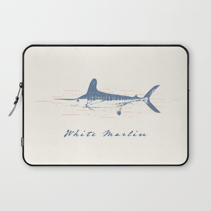 White Marlin Vintage Vector Pattern Laptop Sleeve