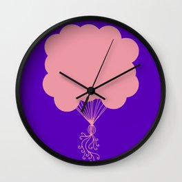 Pink Party Balloons Silhouette Wall Clock