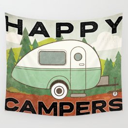 Happy Camper RV Camper Trailer Campground Wall Tapestry