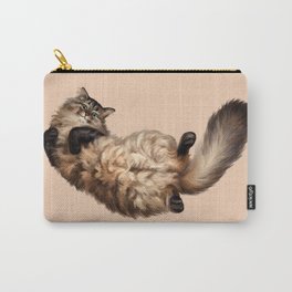 Cute Siberian cat lies tummy up Carry-All Pouch