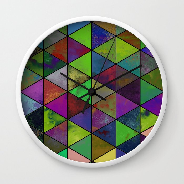 Textured Triangulation Abstract Geometric Triangles Wall Clock