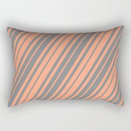 [ Thumbnail: Gray & Light Salmon Colored Lined/Striped Pattern Rectangular Pillow ]
