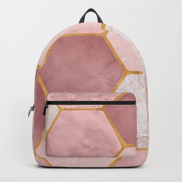 Pink and Gold Hexagon Quartz Backpack