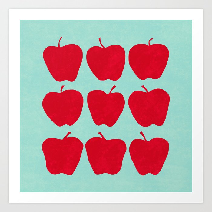 9 Apples (Pale Turquoise) Art Print by Jacqueline Maldonado | Society6