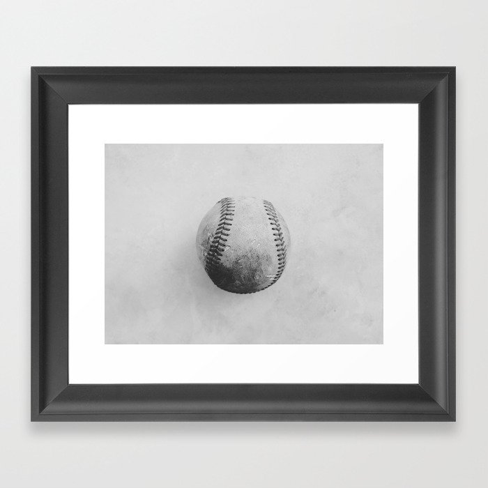 Vintage Baseball Black and White Framed Art Print