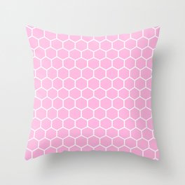 Honeycomb (White & Pink Pattern) Throw Pillow