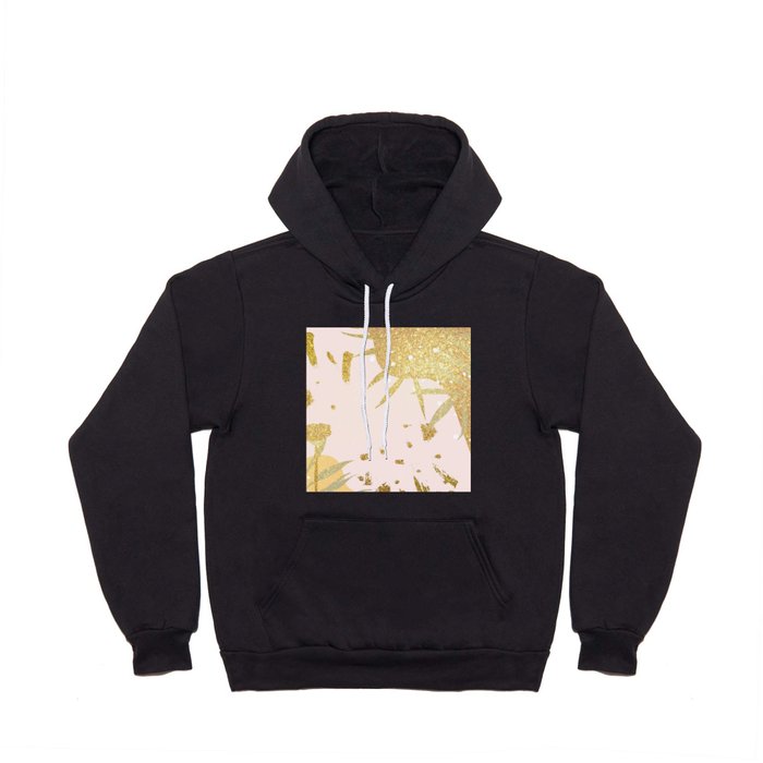 Elegant Abstract Pink Gold Glitter Floral Brushstrokes Hoody