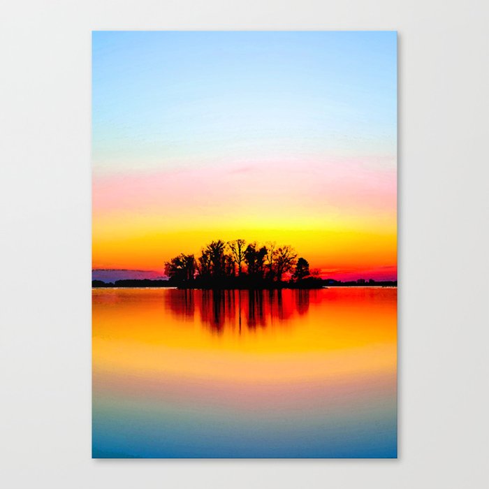 Sunset Blue Yellow Orange Sky Canvas Print