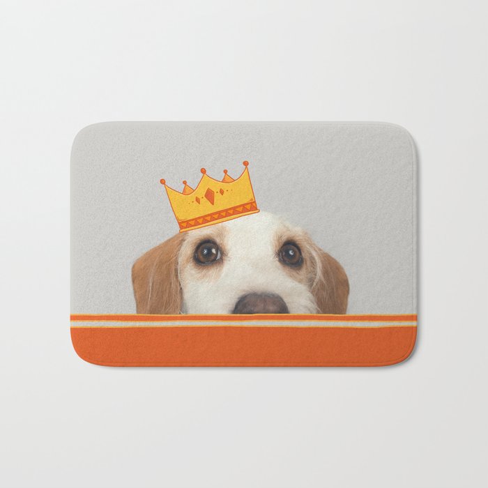 Kiss the King | Terrier Dog wearing Crown Bath Mat