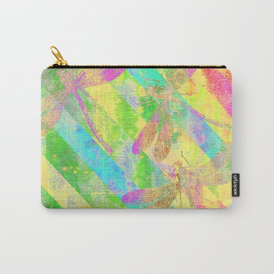 A Dragonflies and Stripes Y Carry-All Pouch