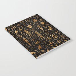 Ancient Egyptian Hieroglyphics Obsidian Copper Notebook