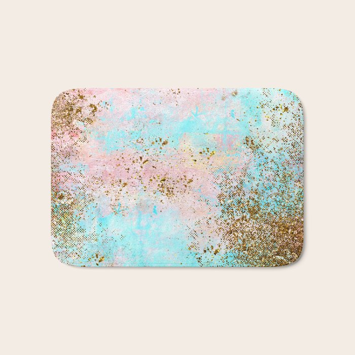 Pink and Gold Mermaid Sea Foam Glitter Bath Mat by Better HOME Society6