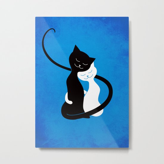 White And Black Cats In Love Metal Print