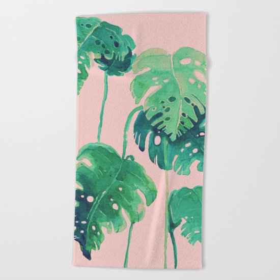 tropical pink Beach Towel
