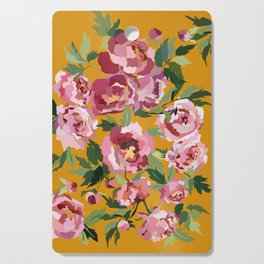 Happy peony with mustard yellow background Cutting Board