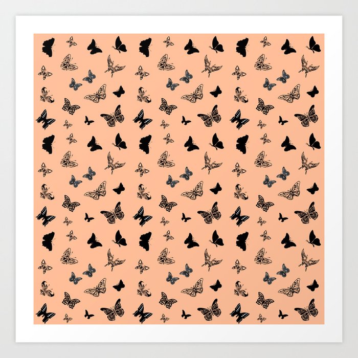 Butterflies on a Peach Background Art Print