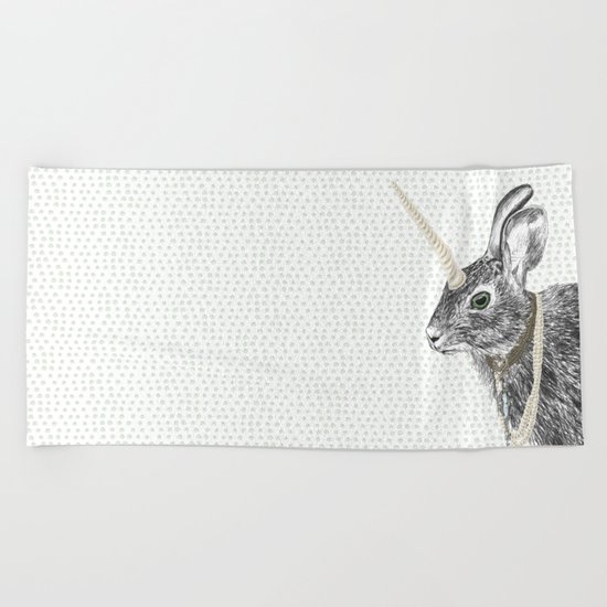 uni-hare All animals are magical Beach Towel