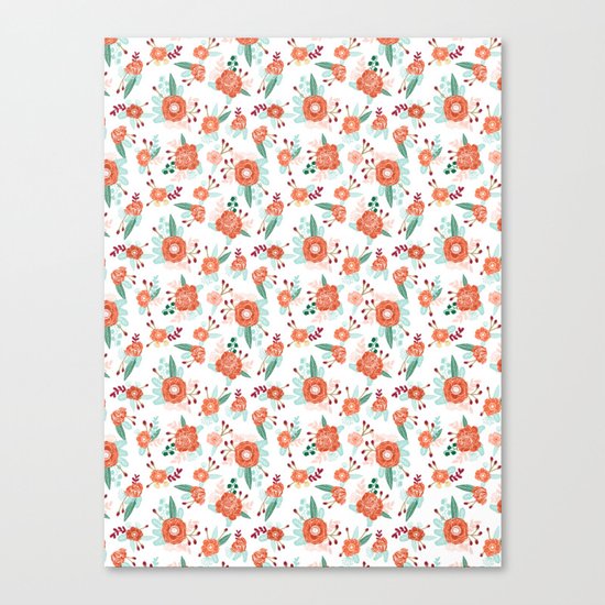Autumn Fall florals cute winter christmas theme pattern print Canvas Print