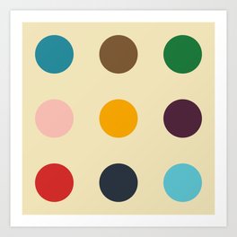 Knockers - Colorful Dots on Beige Art Print