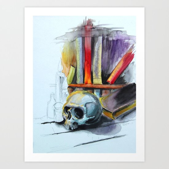 Skull Library Art Print