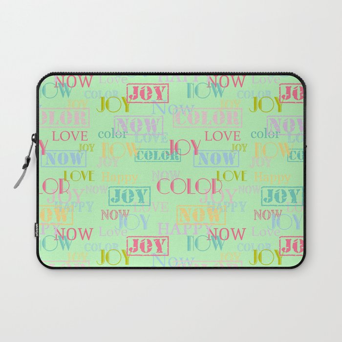 Enjoy The Colors - Colorful Typography modern abstract pattern on pale mint green color Laptop Sleeve