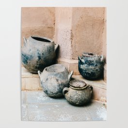 Pottery in earth tones | Ourika Marrakech Morocco | Still life photography Poster