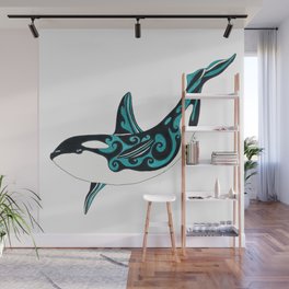 Dancing Orca Whale Ink & Marker Art Wall Mural