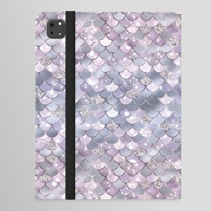 Lilac Mermaid Pattern Metallic Glitter iPad Folio Case
