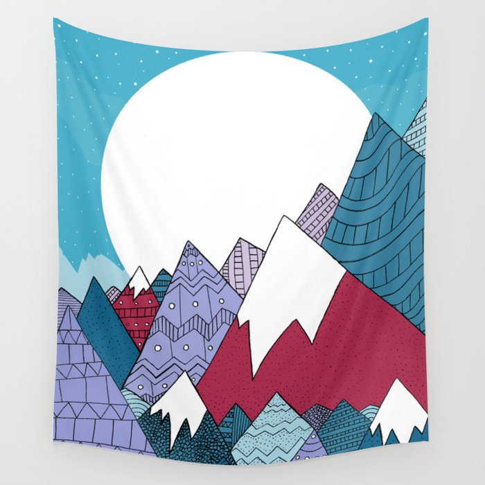 Blue Sky Mountains Wall Tapestry