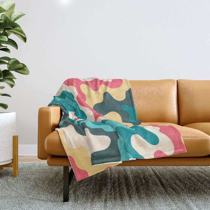 Soft Swirling Waves Abstract Nature Art In Summer Beach Color Palette Throw Blanket