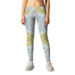 Lemon and Grey Medallions 3 Leggings