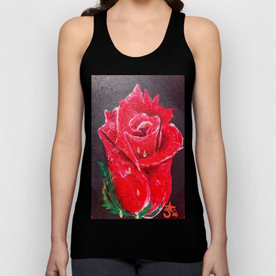 Red Red Rose Acrylic Painting Unisex Tank Top