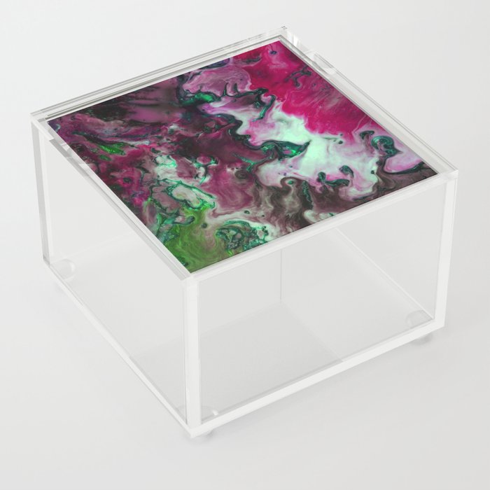 Abstract Magenta Pink White Emerald Green Burgundy Marble Acrylic Box