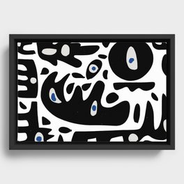 Minimal African Art Black and White Pattern Abstract  Framed Canvas