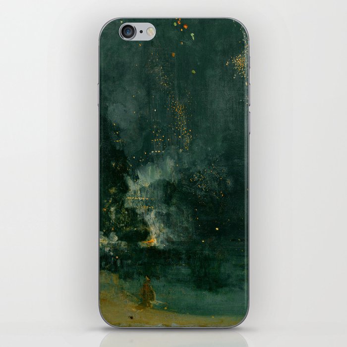 Beautiful abstract landscape art blue green with gold iPhone Skin