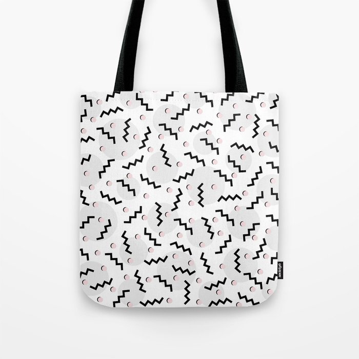 Old School Retro Funky Memphis 80 S Pattern Black White Grey Pink Old School Retro Funky Memphis 80 S Pattern Black White Grey Pink Tote Bag