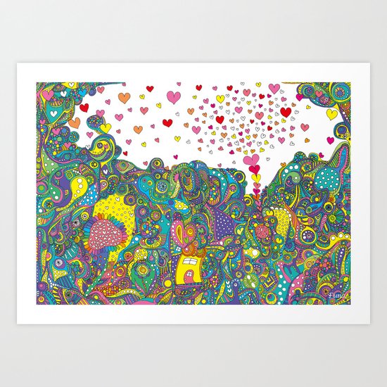 ハートのしゃぼんだま Art Print